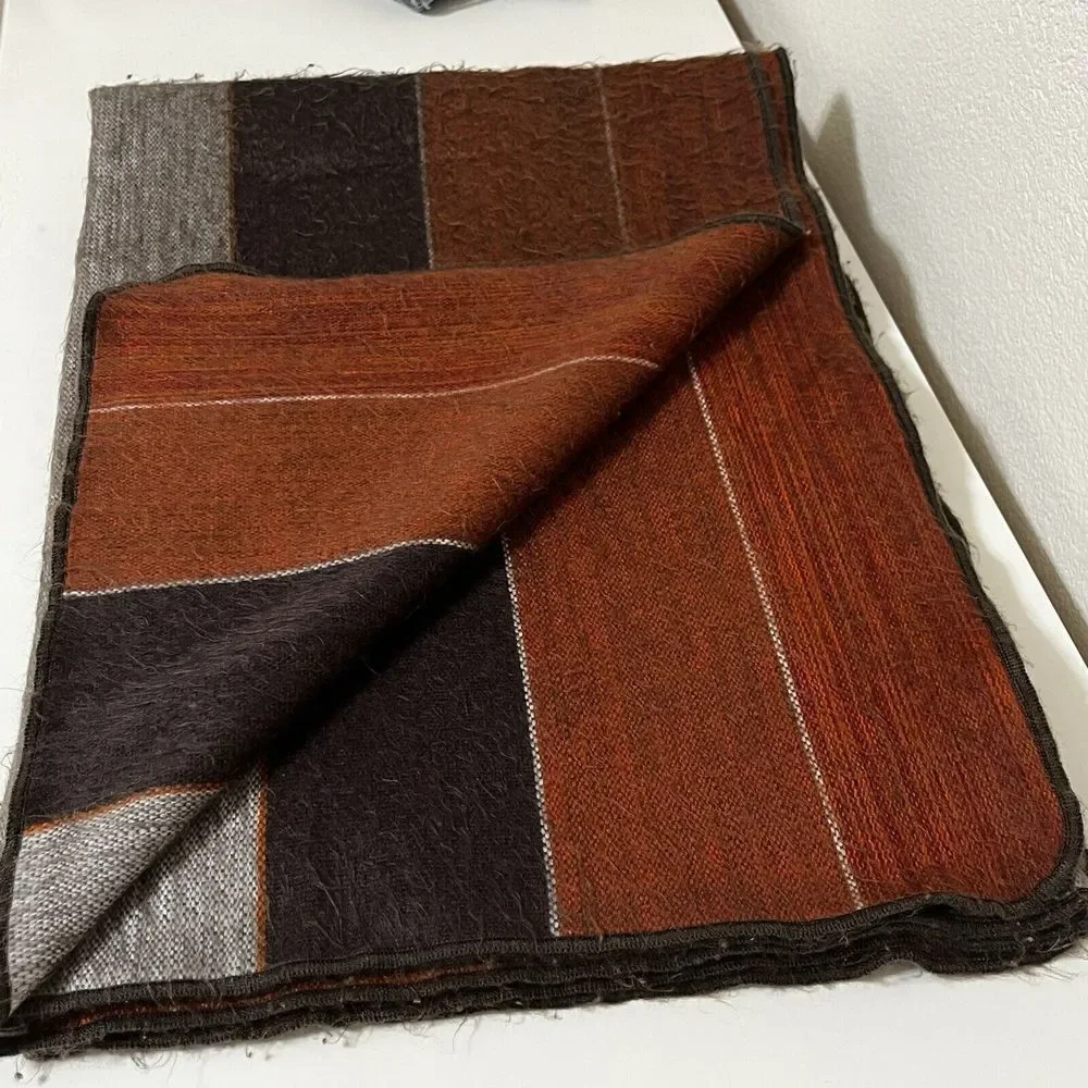 Shupaca Alpaca Blend Striped Throw Blanket Gray Rust Orange